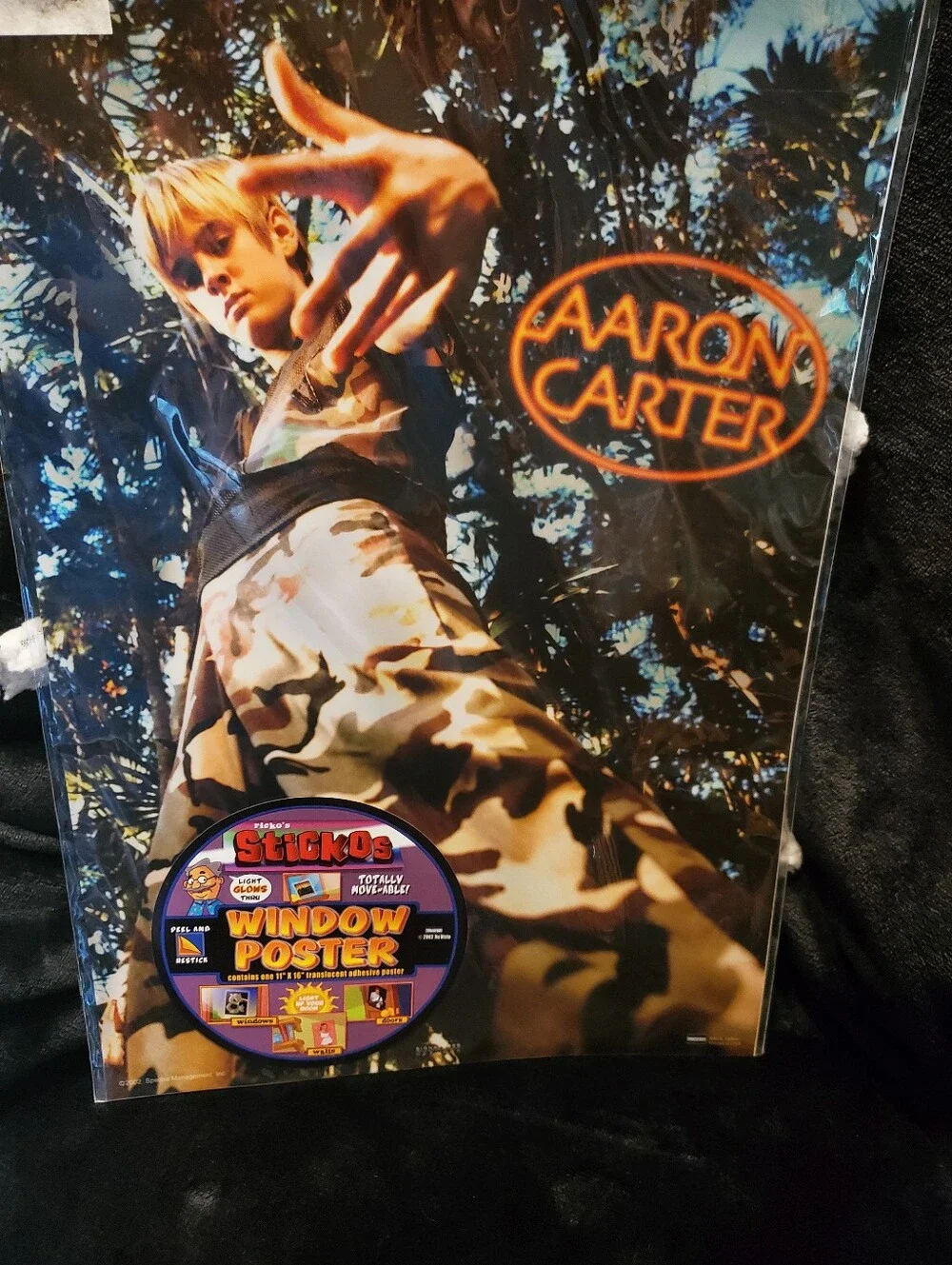 Vintage AARON CARTER Window Poster Y2K Rickos Stickos Brand New Sealed 16x11